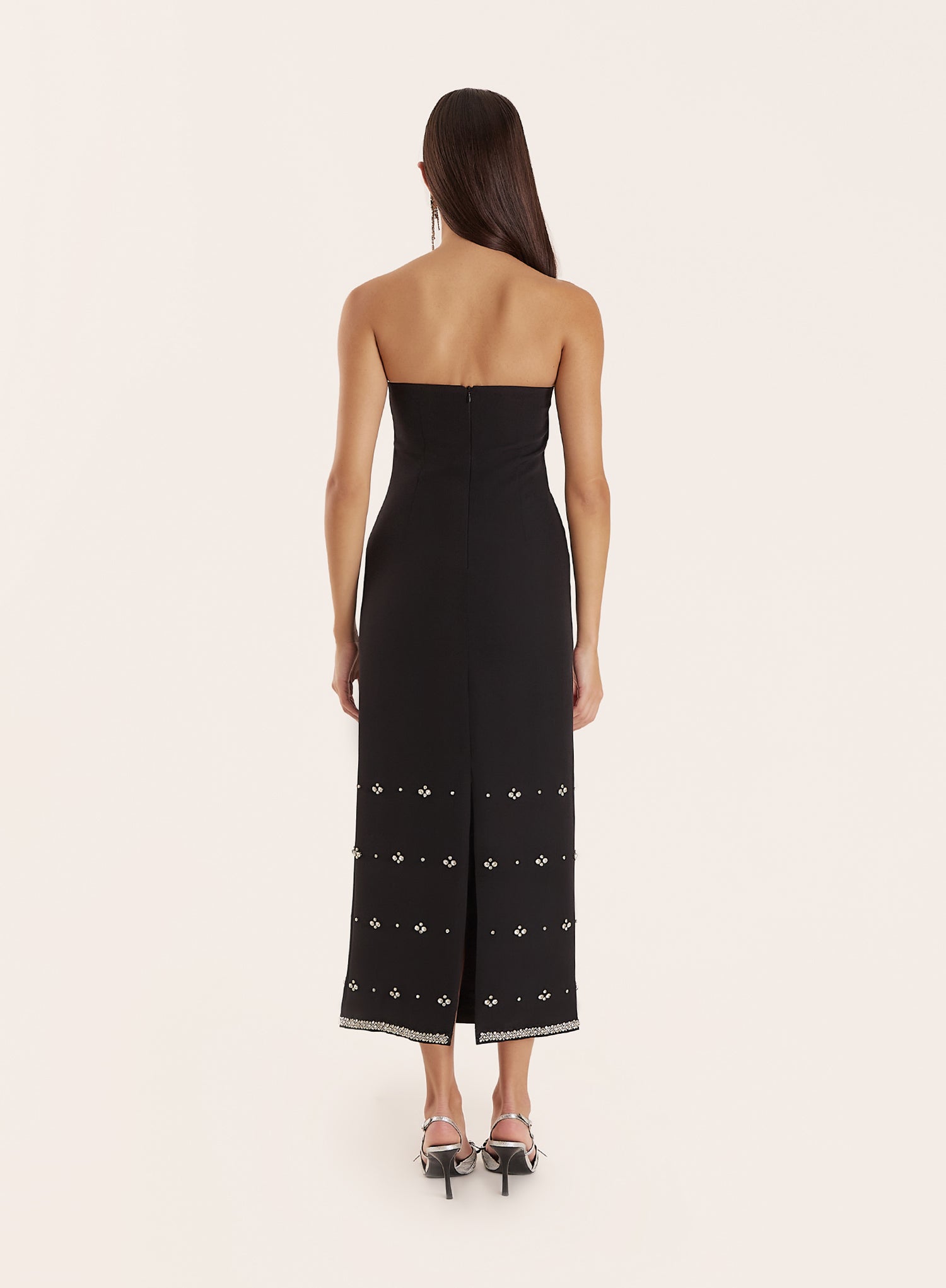 Black Embellished Bandeau Midaxi Dress